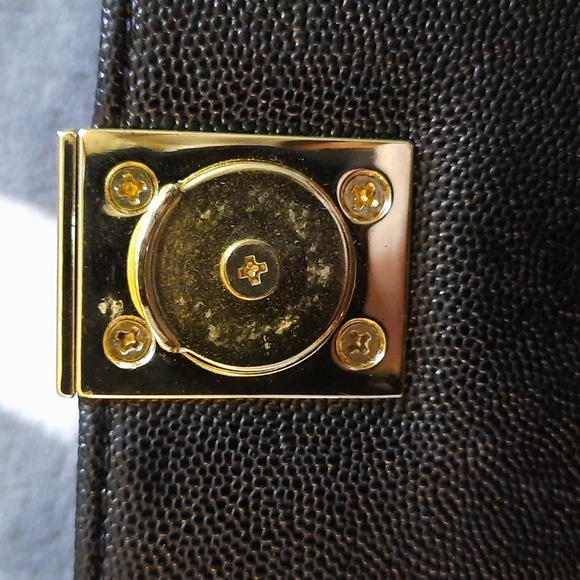 Anne Klein Black and Gold Shoulder Clutch Hand Bag - Picture 9 of 14